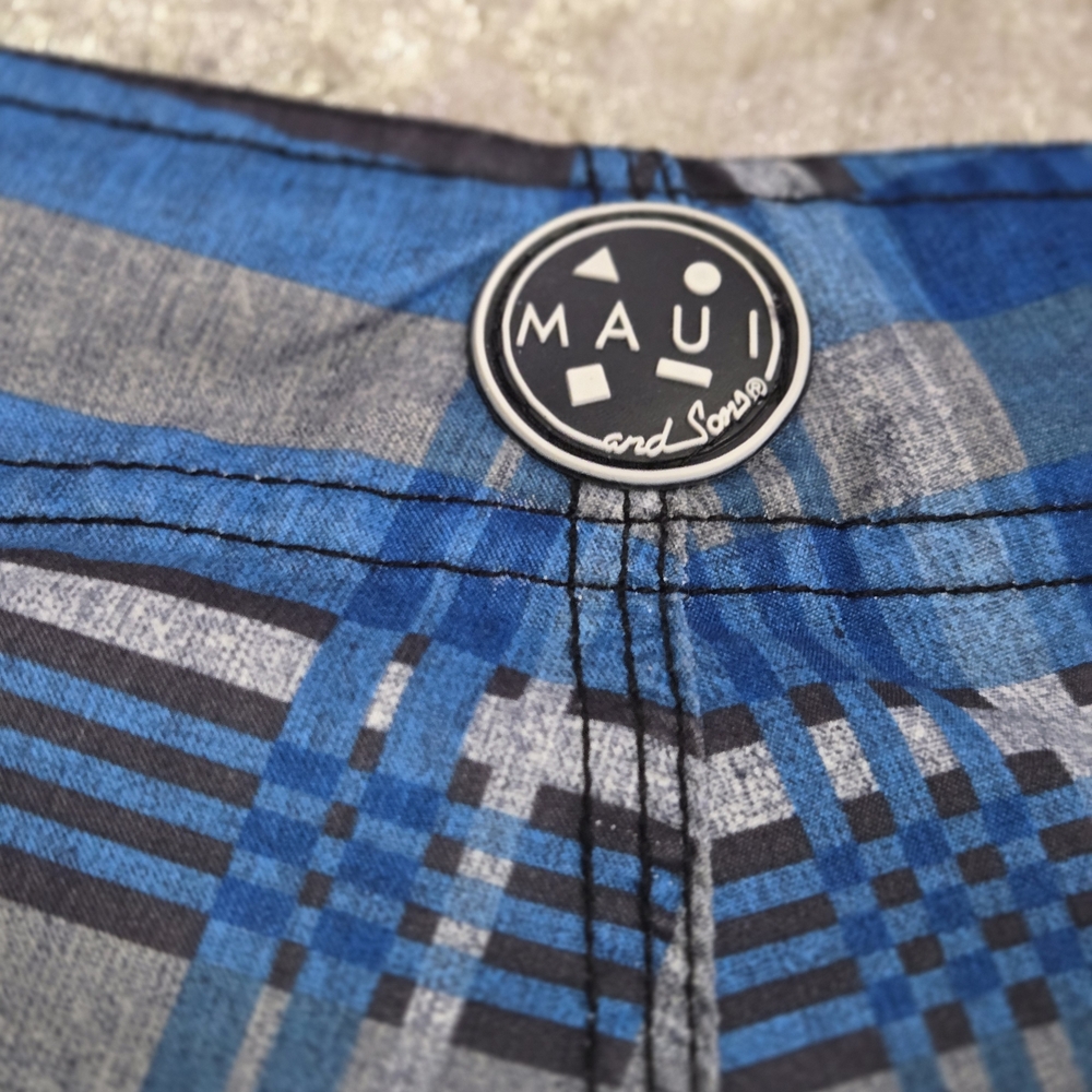 Blue and Gray Plaid Shorts - Picture 7 of 8